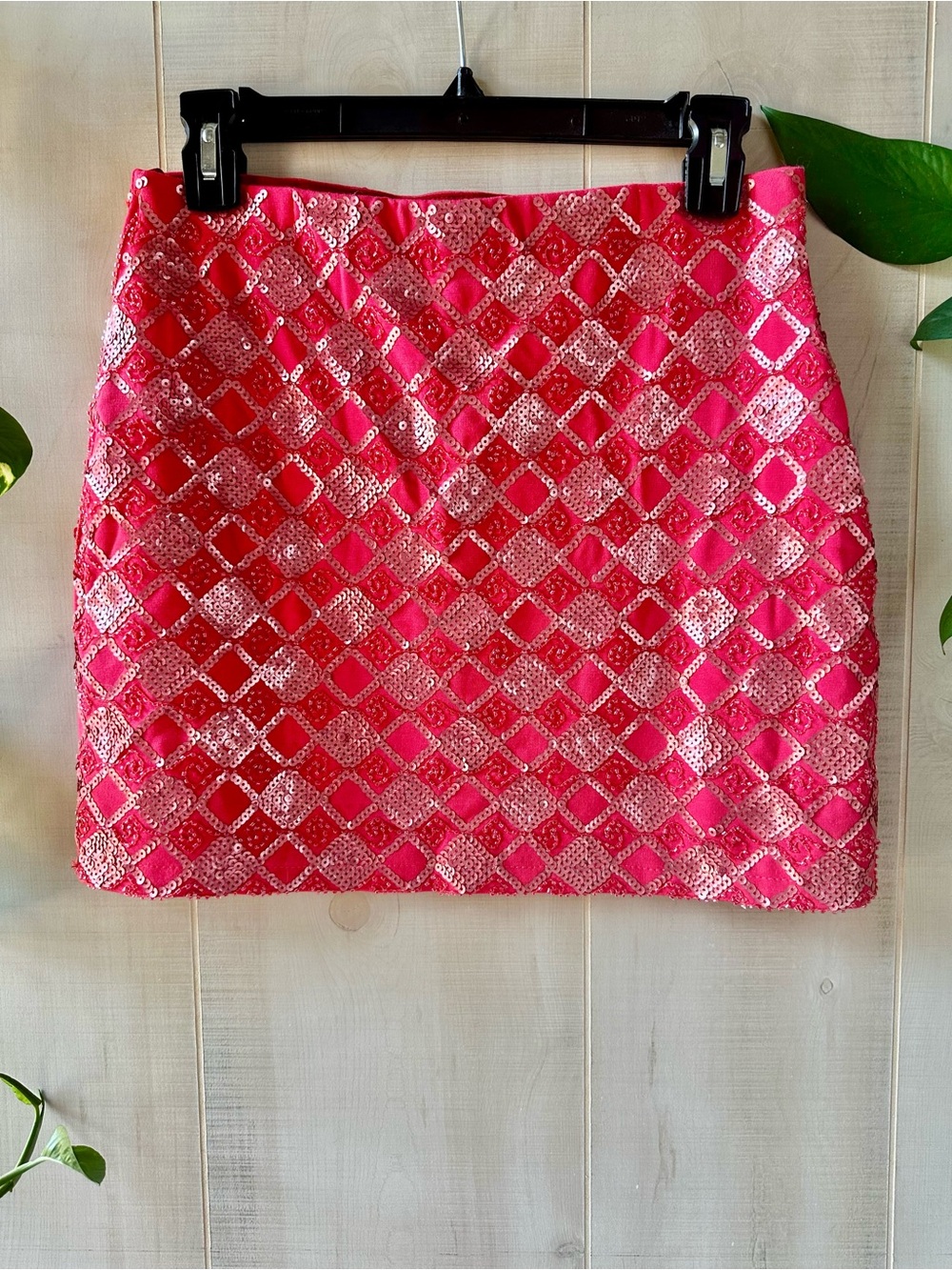Miami Hot Pink Beaded with Sequin Mini Skirt